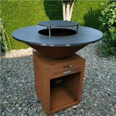 Parrillas de barbacoa de metal de acero corten de leña redonda