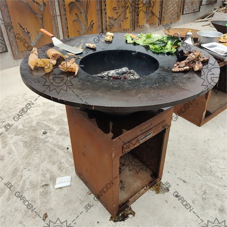Barbacoa Corten Redonda Pintura Negra