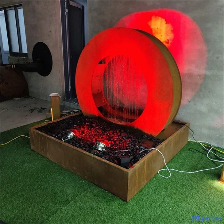 Corten Steel Water Feature With LED Lights