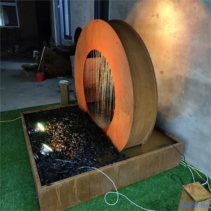 Corten Steel Water Feature With LED Lights