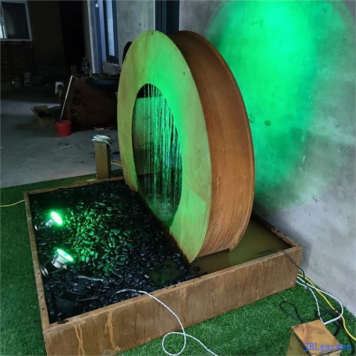 Corten Steel Water Feature With LED Lights