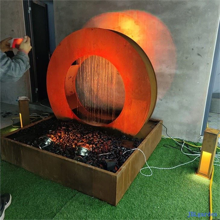 Corten Steel Water Feature With LED Lights