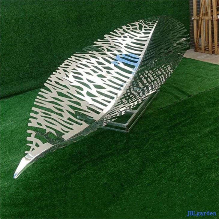 Large Outdoor Leaf Metal Sculpture Stainless Steel Hollow Out Sculpture