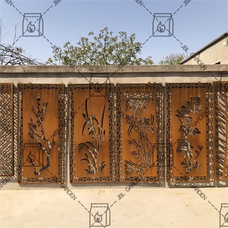 Arte de panel moderno de valla de metal oxidado