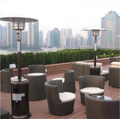 Calentador de patio al aire libre de sobremesa pequeño en forma de hongo