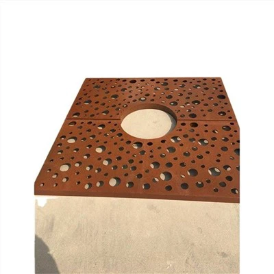 Rejilla de árbol de acero corten de metal oxidado