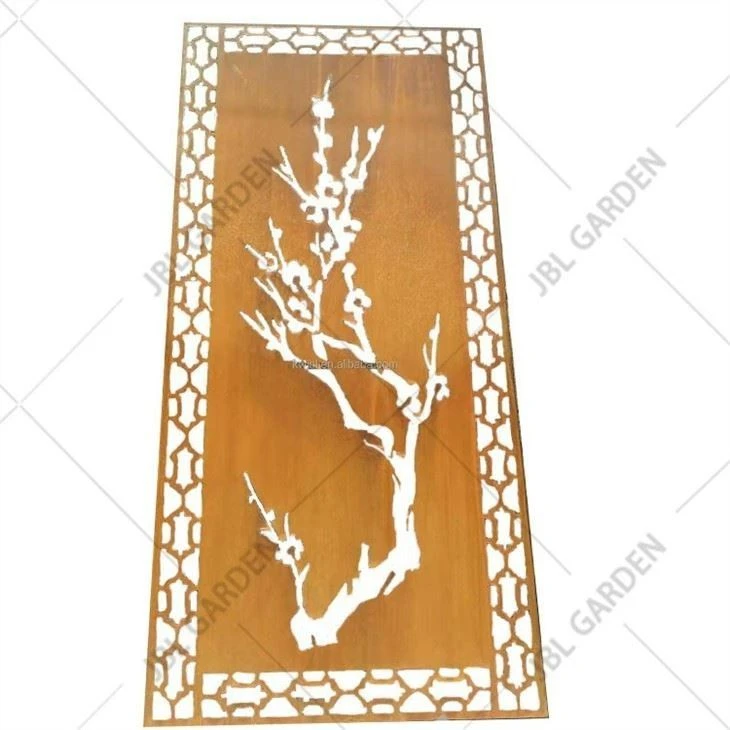 Tree Design Rusty Steel Pantallas de privacidad