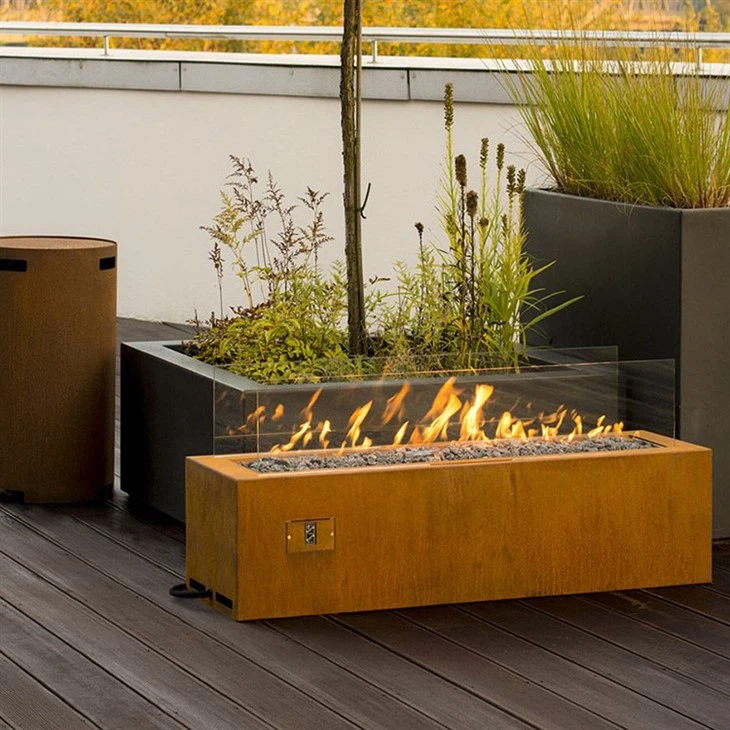 Corten Steel Gas Burning Fire Pit