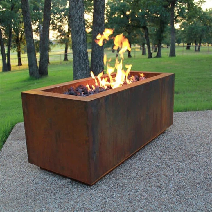 Corten Steel Gas Burning Fire Pit