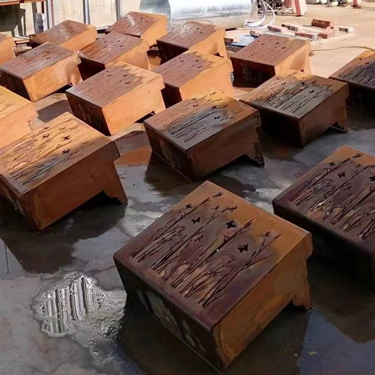 Corten Steel Street Furniture Park Bench