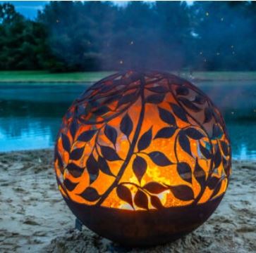 Decorative Spherical Fire Pit Of Corten Steel