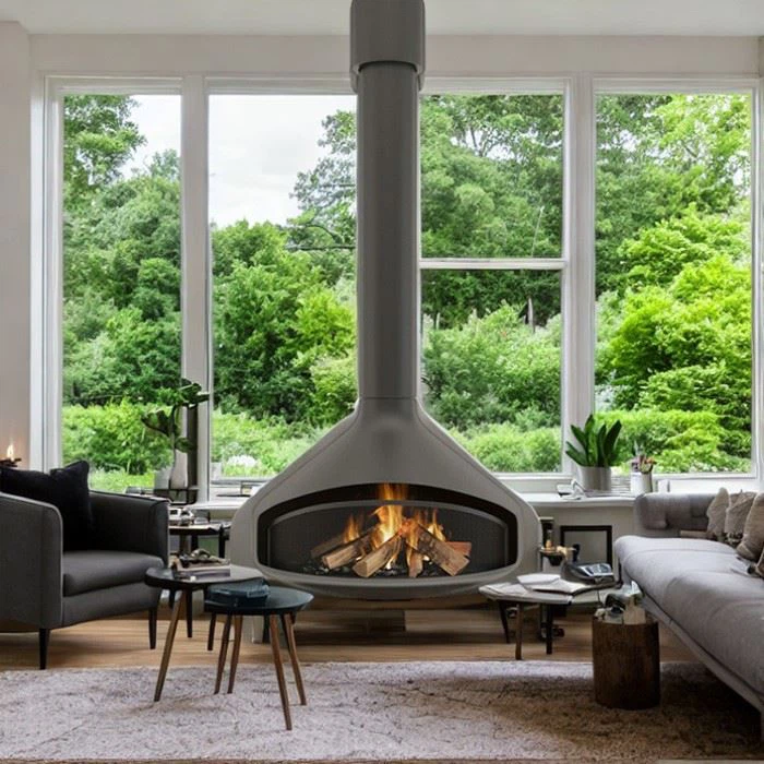Indoor Carbon Steel Hanging Fireplace