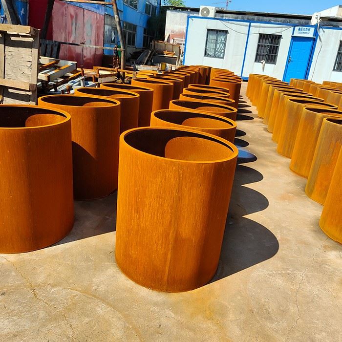 Jardinera popular de acero corten para exteriores