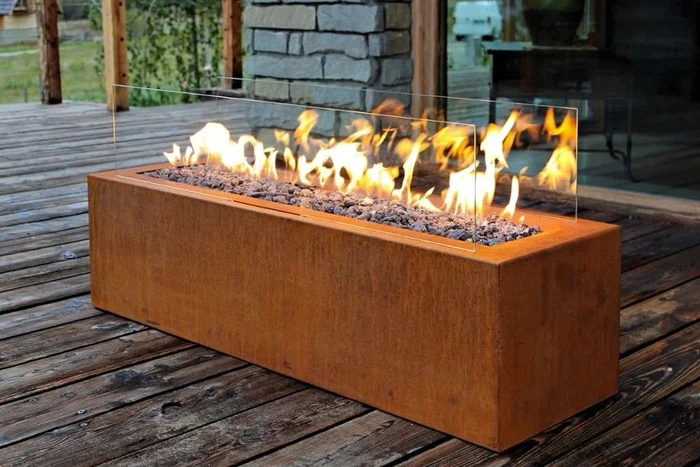 Corten Steel Gas Burning Fire Pit Corten Steel Gas Burning Fire Pit