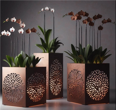 Corten Planter con lámpara LED