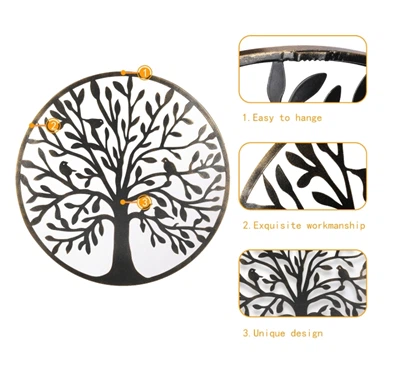 Decoración de metal para colgar en la pared.