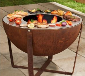 Pozos de fuego para barbacoa con parrilla de acero