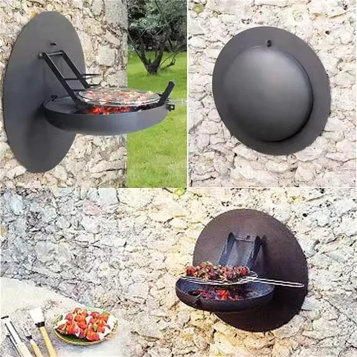 Parrilla de barbacoa plegable de carbón montada en la pared